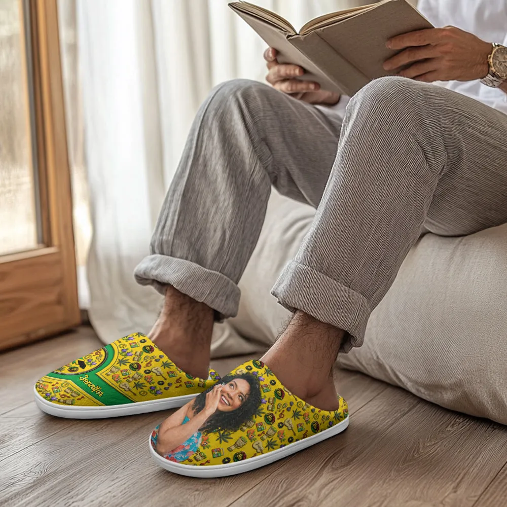 Custom Jamaica Symbols Heart Slippers With Your Name