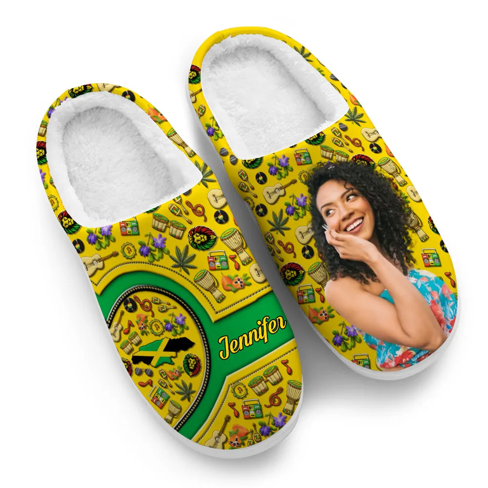 Custom Jamaica Symbols Heart Slippers With Your Name