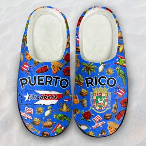Custom Puerto Rico Symbols Slippers