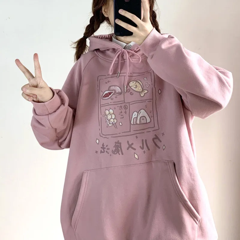 CUTE GOURMET PRINT LAZY HOODIE UB2826