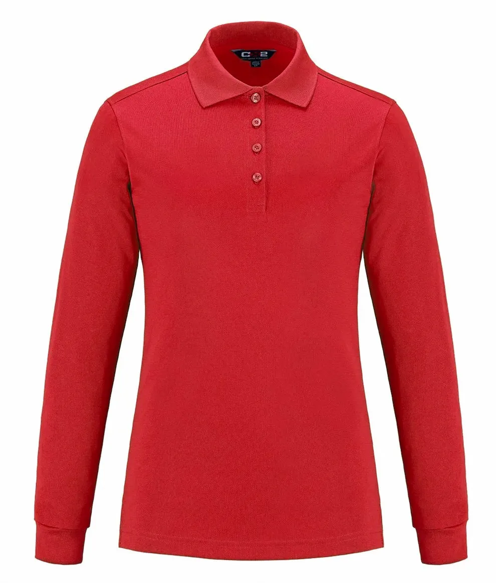 CX2 Birdie - Ladies Long Sleeve Pique Mesh Polo Shirt, Style S05738