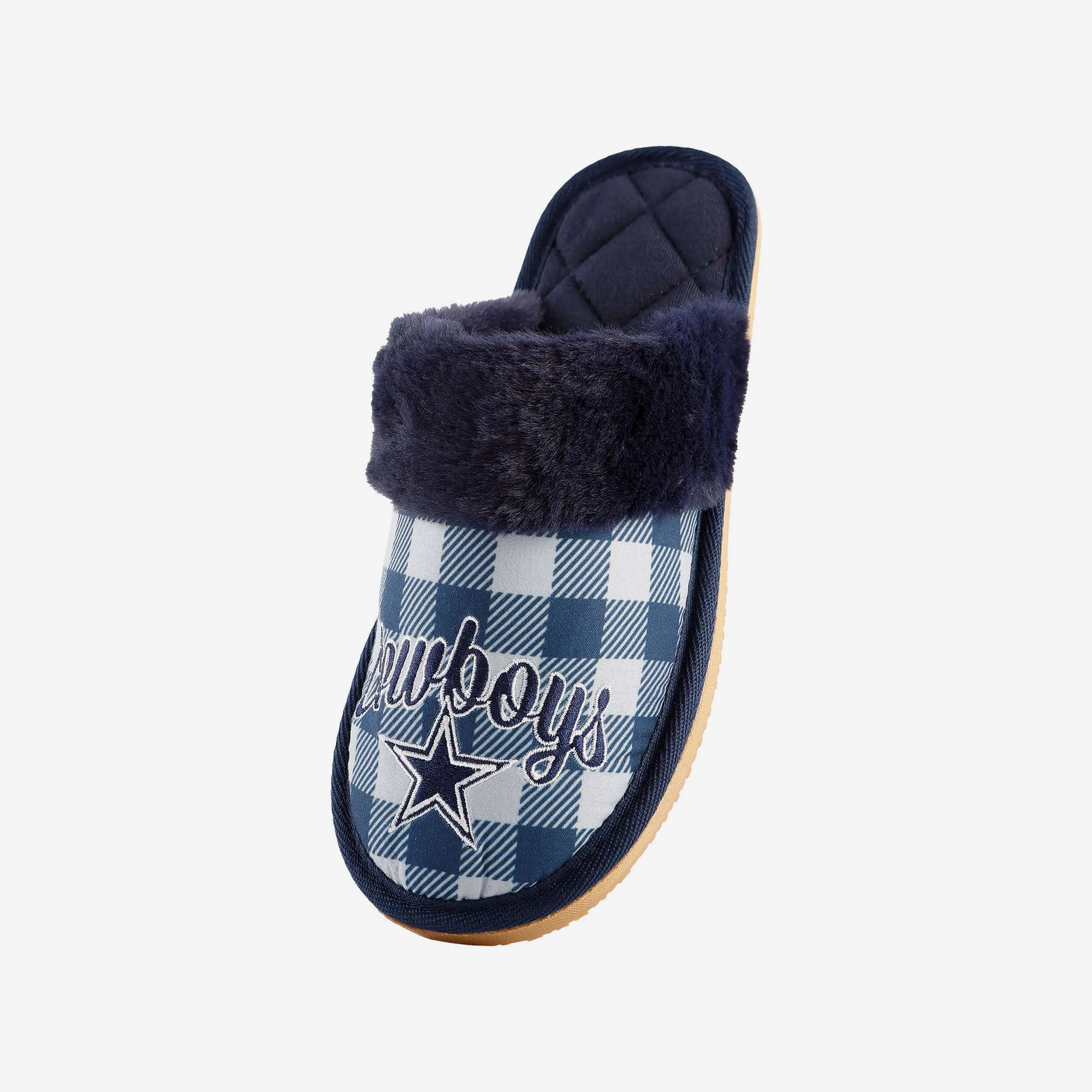 Dallas Cowboys Womens Plaid Sherpa Mule Slipper