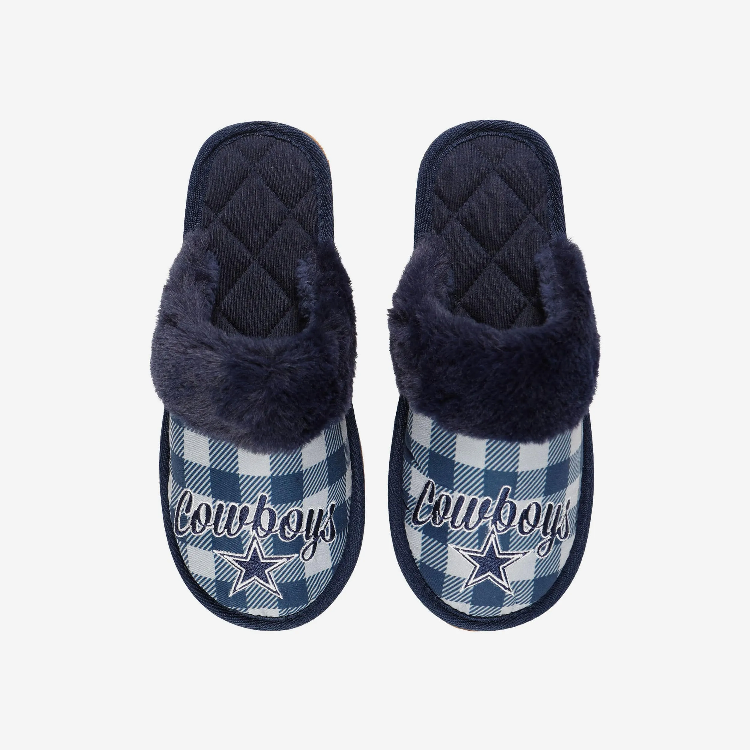 Dallas Cowboys Womens Plaid Sherpa Mule Slipper