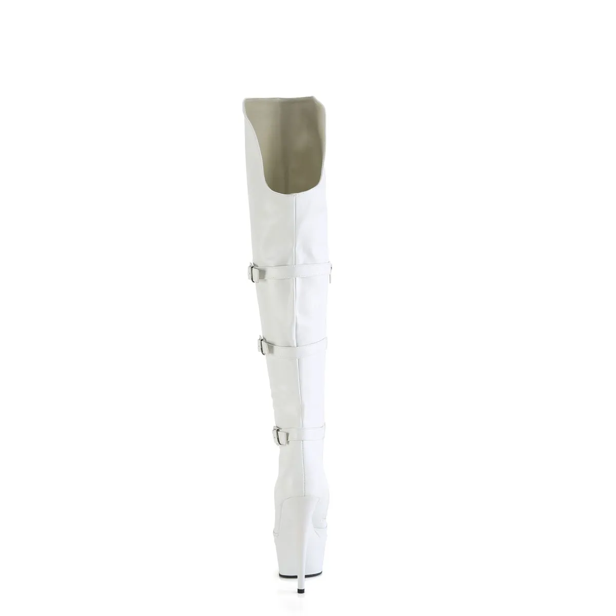 DELIGHT-3018  White Stretch Faux Leather/White Matte