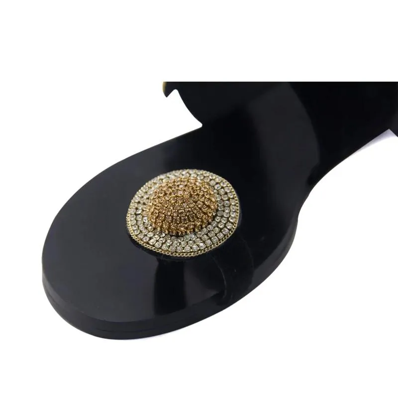 Designer Women Summer Shoes Flat Luxury Sandals  Rhinestone Ladies Leather Lace Up Sandals Slippers Shoes Woman Flip Flops