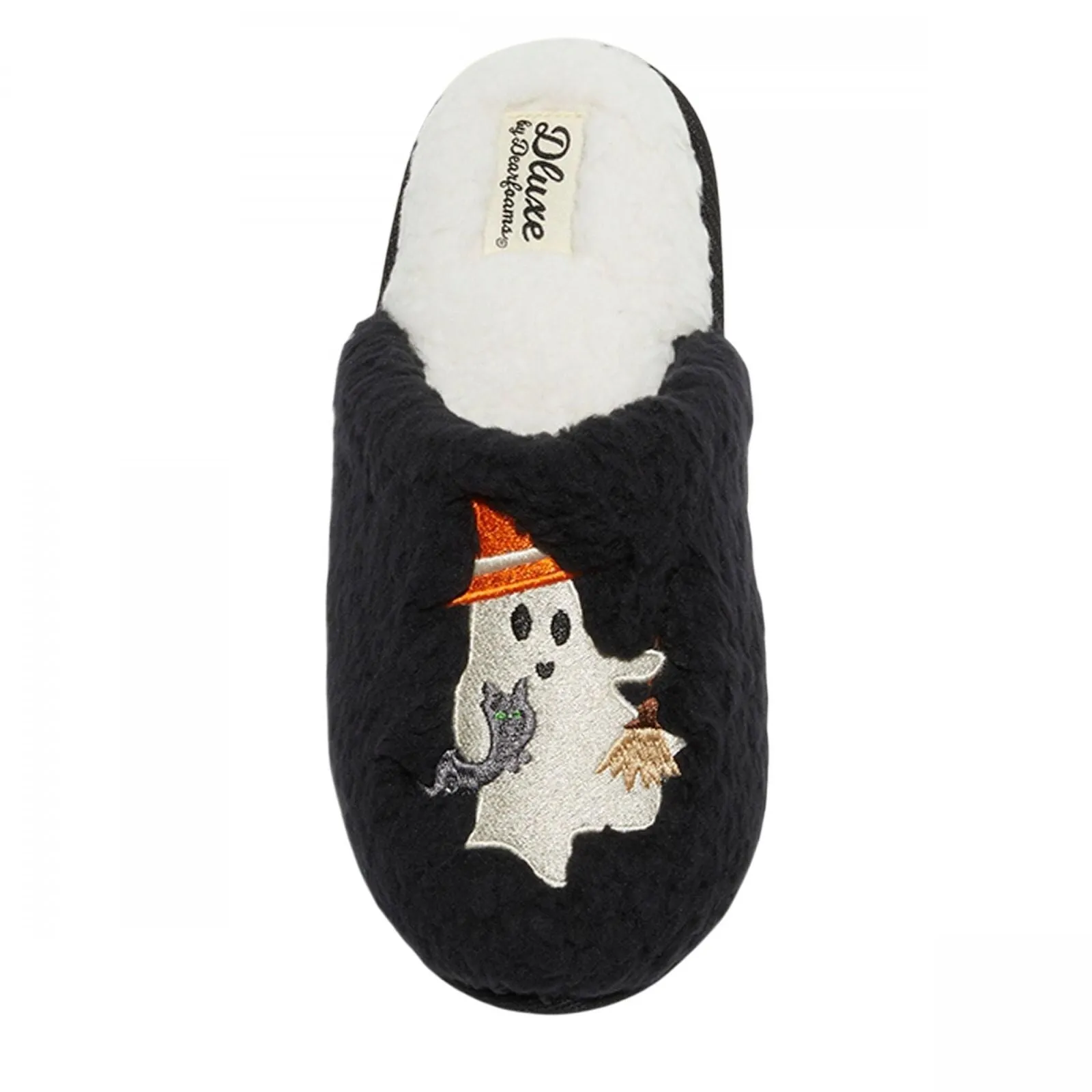 Dluxe By Dearfoams Womens Ghost Slide Sherpa Lined Slippers 91083665 Black S