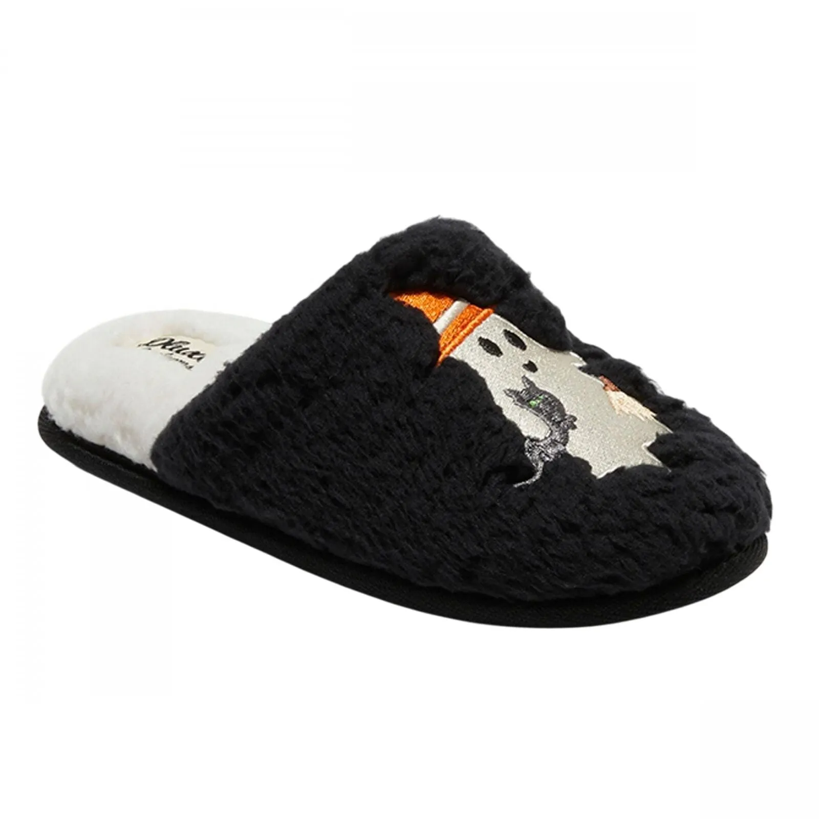 Dluxe By Dearfoams Womens Ghost Slide Sherpa Lined Slippers 91083665 Black S