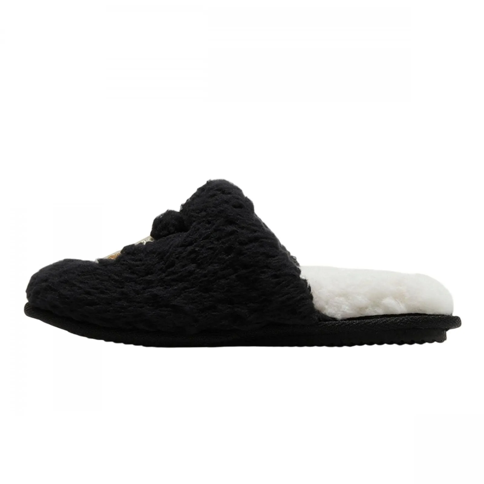 Dluxe By Dearfoams Womens Ghost Slide Sherpa Lined Slippers 91083665 Black S