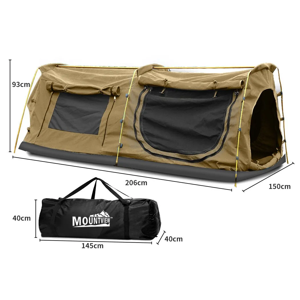 Double King Swag Camping Swags Canvas Dome Tent Hiking Mattress Khaki