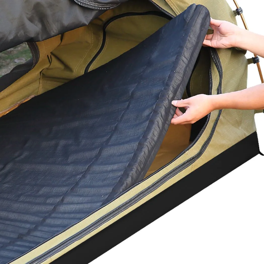 Double King Swag Camping Swags Canvas Dome Tent Hiking Mattress Khaki