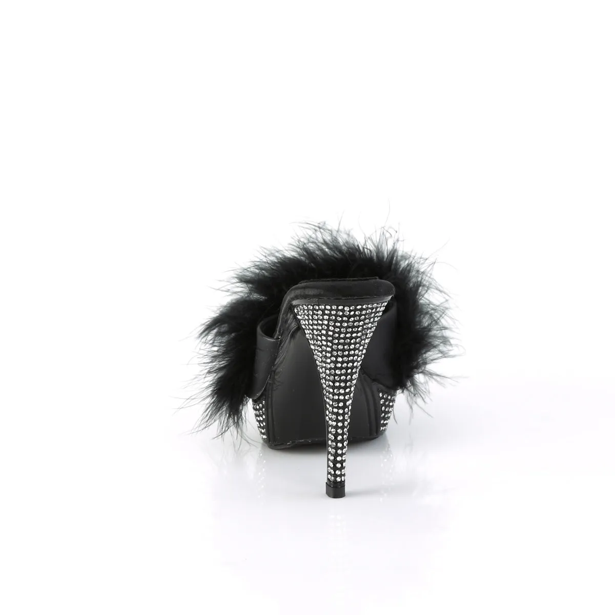 ELEGANT-401F  Black Marabou-Faux Leather/Black
