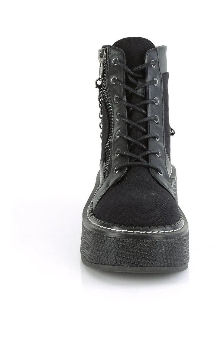 EMILY-114 Ankle Boot | Black Faux Leather