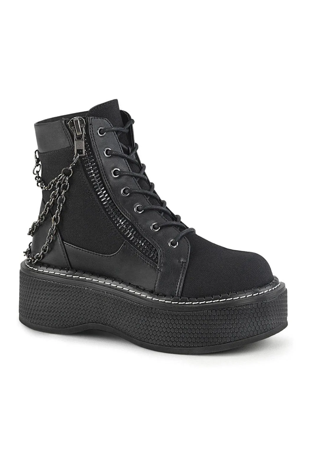 EMILY-114 Ankle Boot | Black Faux Leather