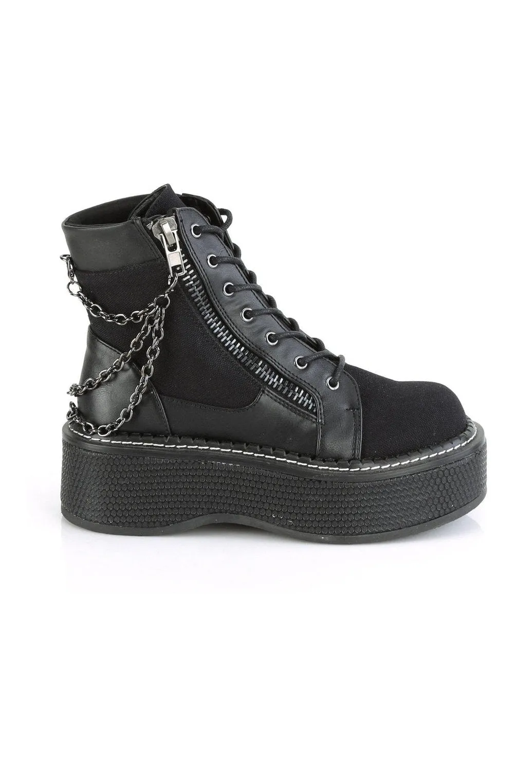 EMILY-114 Ankle Boot | Black Faux Leather