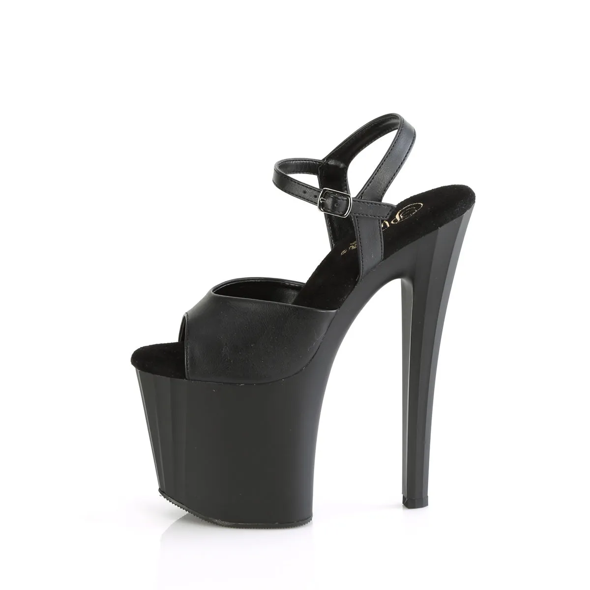 ENCHANT-709  Black Faux Leather/Black Matte