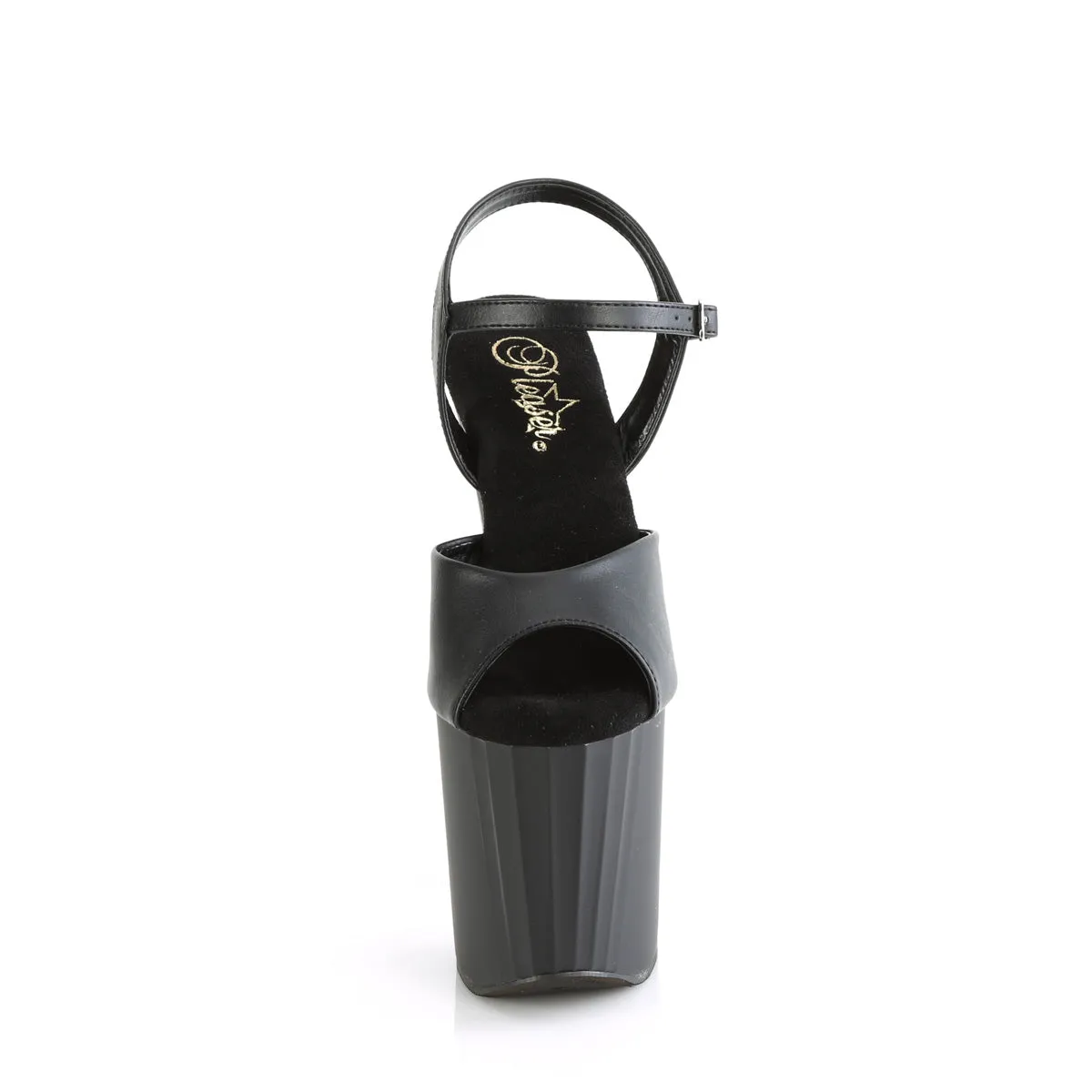 ENCHANT-709  Black Faux Leather/Black Matte