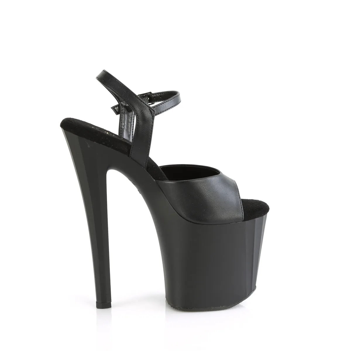 ENCHANT-709  Black Faux Leather/Black Matte