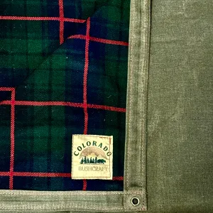 Extra Large Waxed Canvas and Tartan Wool Lined Bushcraft Ground Cloth