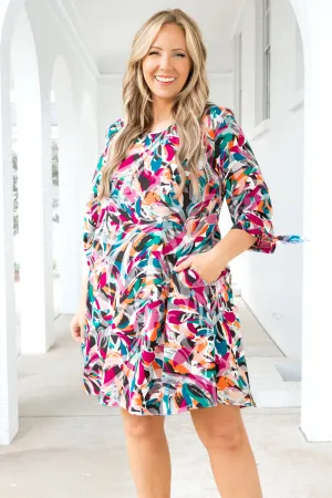 Figure Me Out Dress, Magenta-Jade