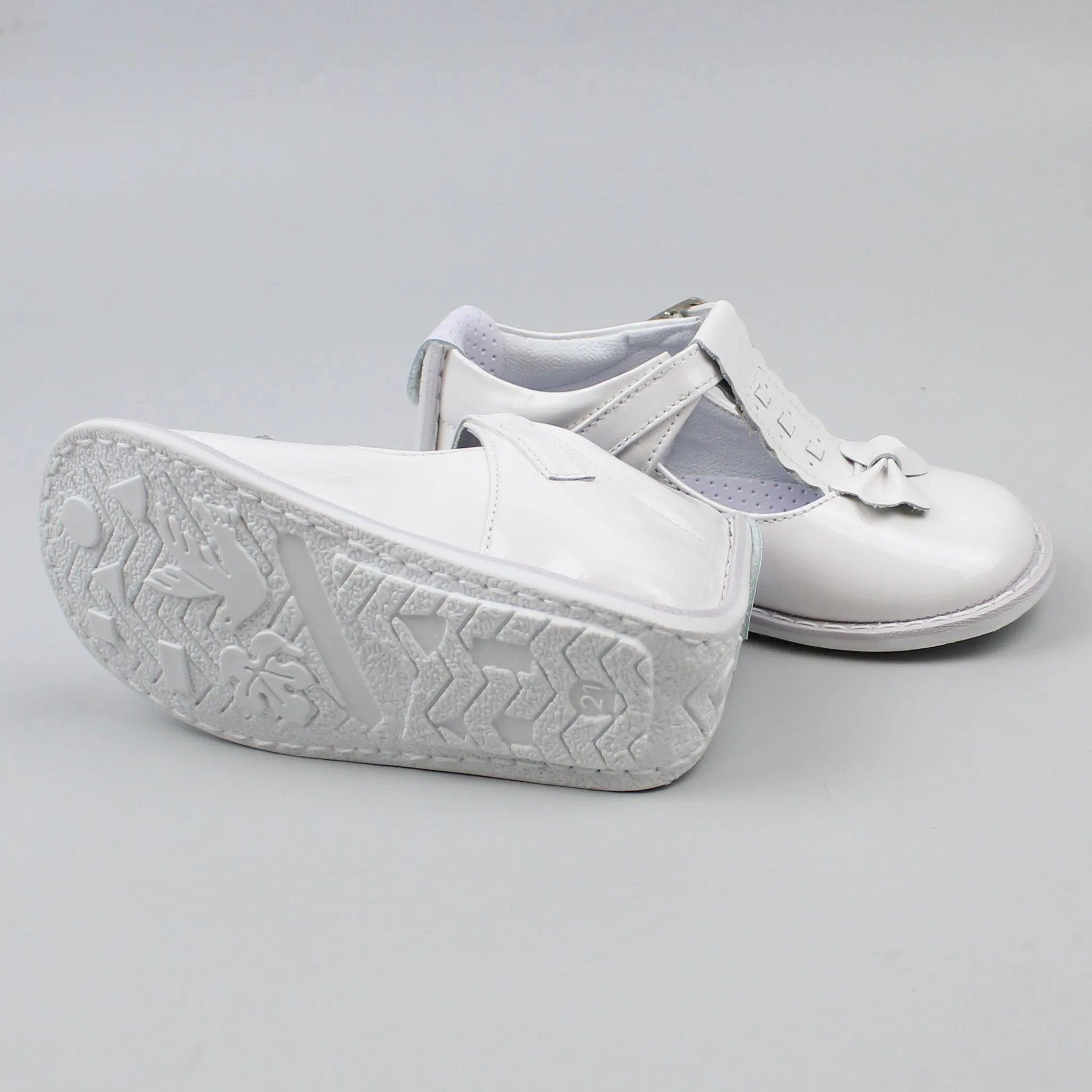 First Walker Shoes - Hard Sole Patent White Leather T Bar - Pex Anastasia