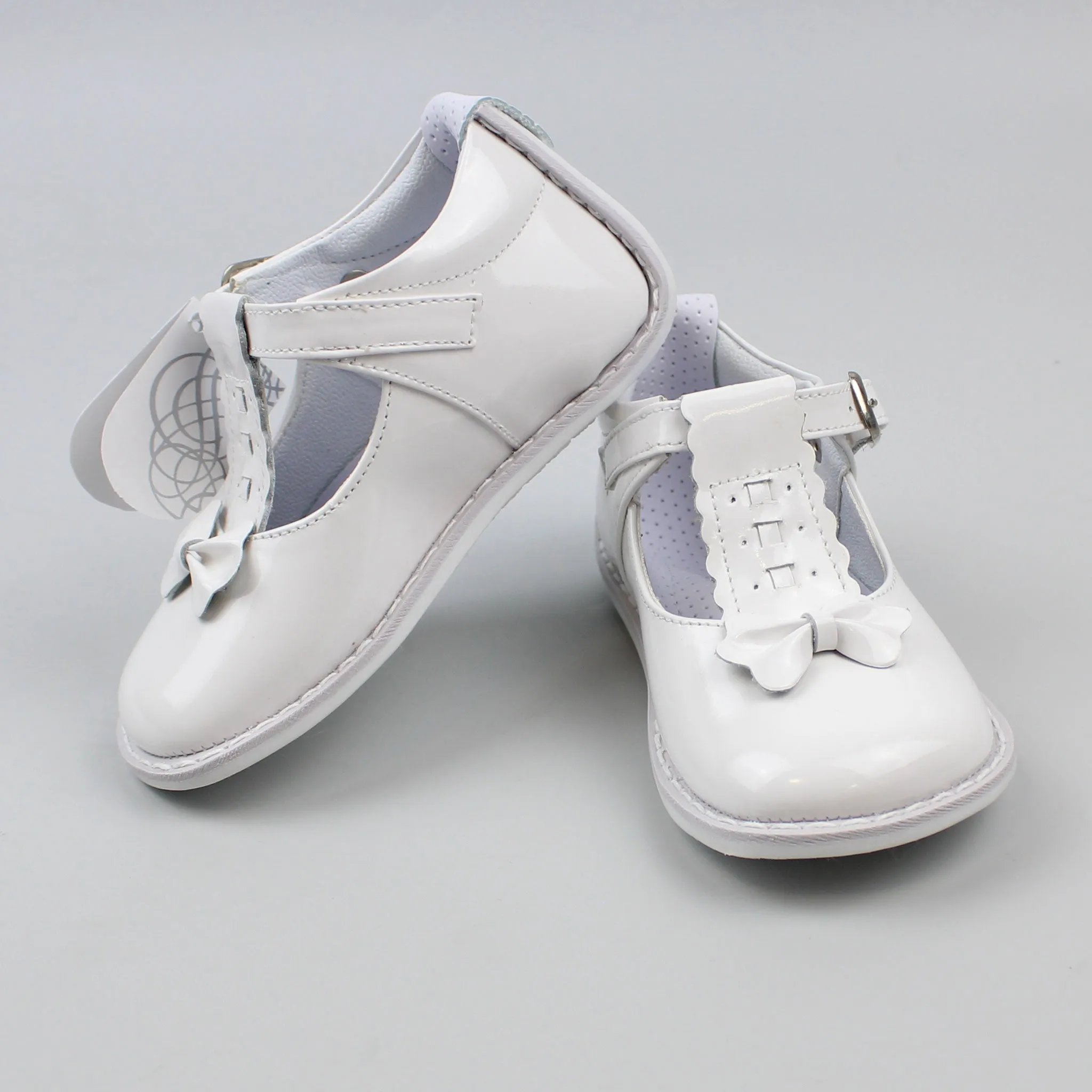 First Walker Shoes - Hard Sole Patent White Leather T Bar - Pex Anastasia