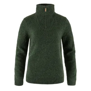 Fjallraven Womens Ovik Half Zip Knit Deep Forest