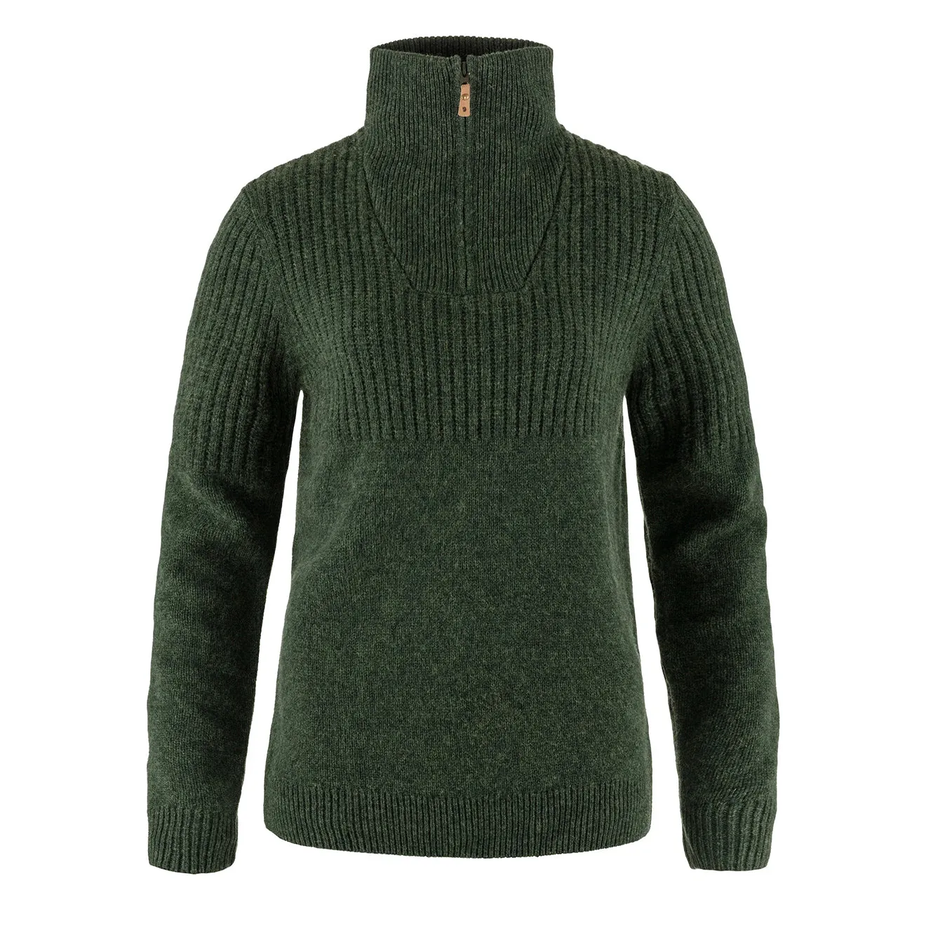 Fjallraven Womens Ovik Half Zip Knit Deep Forest