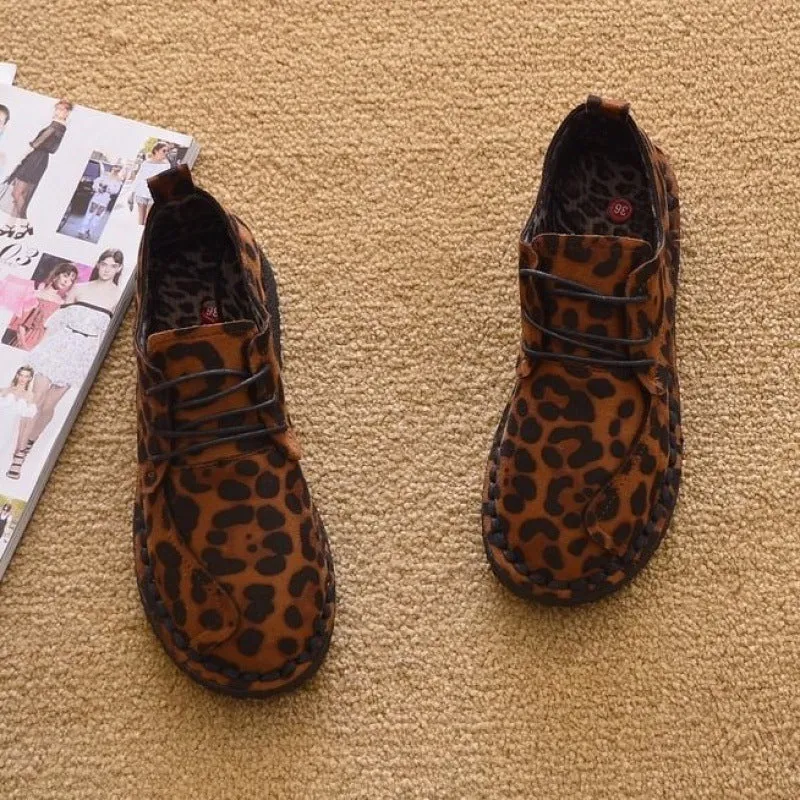 Flat Single Leopard Print Lazy Cotton Fisherman Shoes