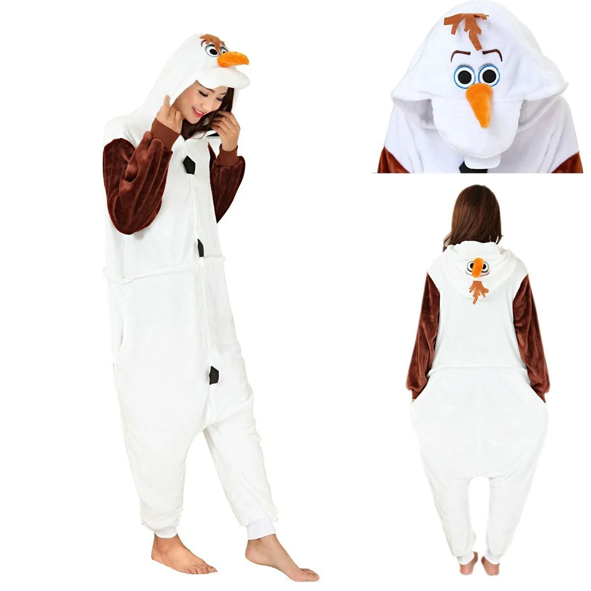 Frozen Olaf Snowman Adult Kigurumi Onesies Pajamas Costume