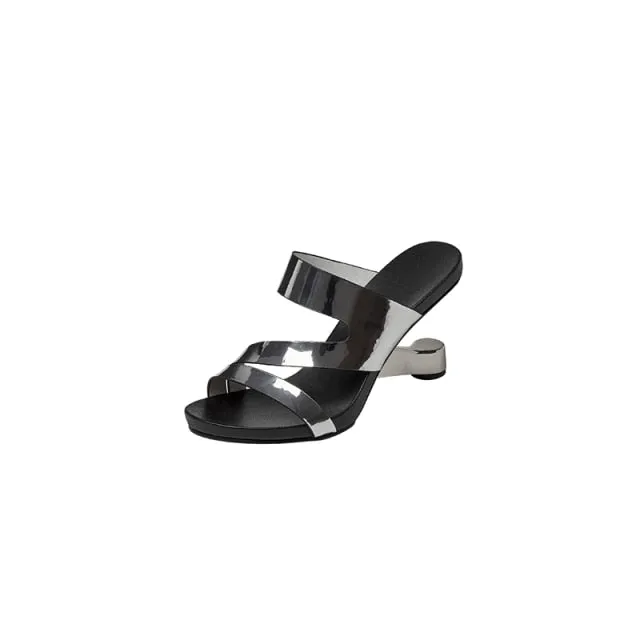 Genuine Leather Open Toe Slippers Ladies