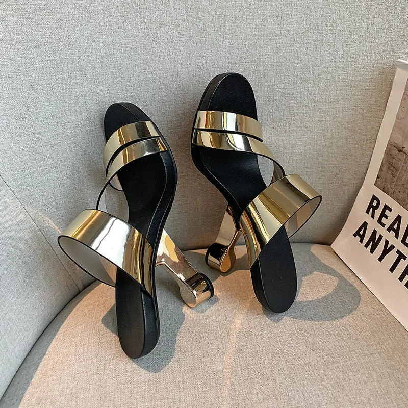 Genuine Leather Open Toe Slippers Ladies