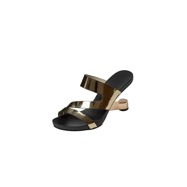 Genuine Leather Open Toe Slippers Ladies