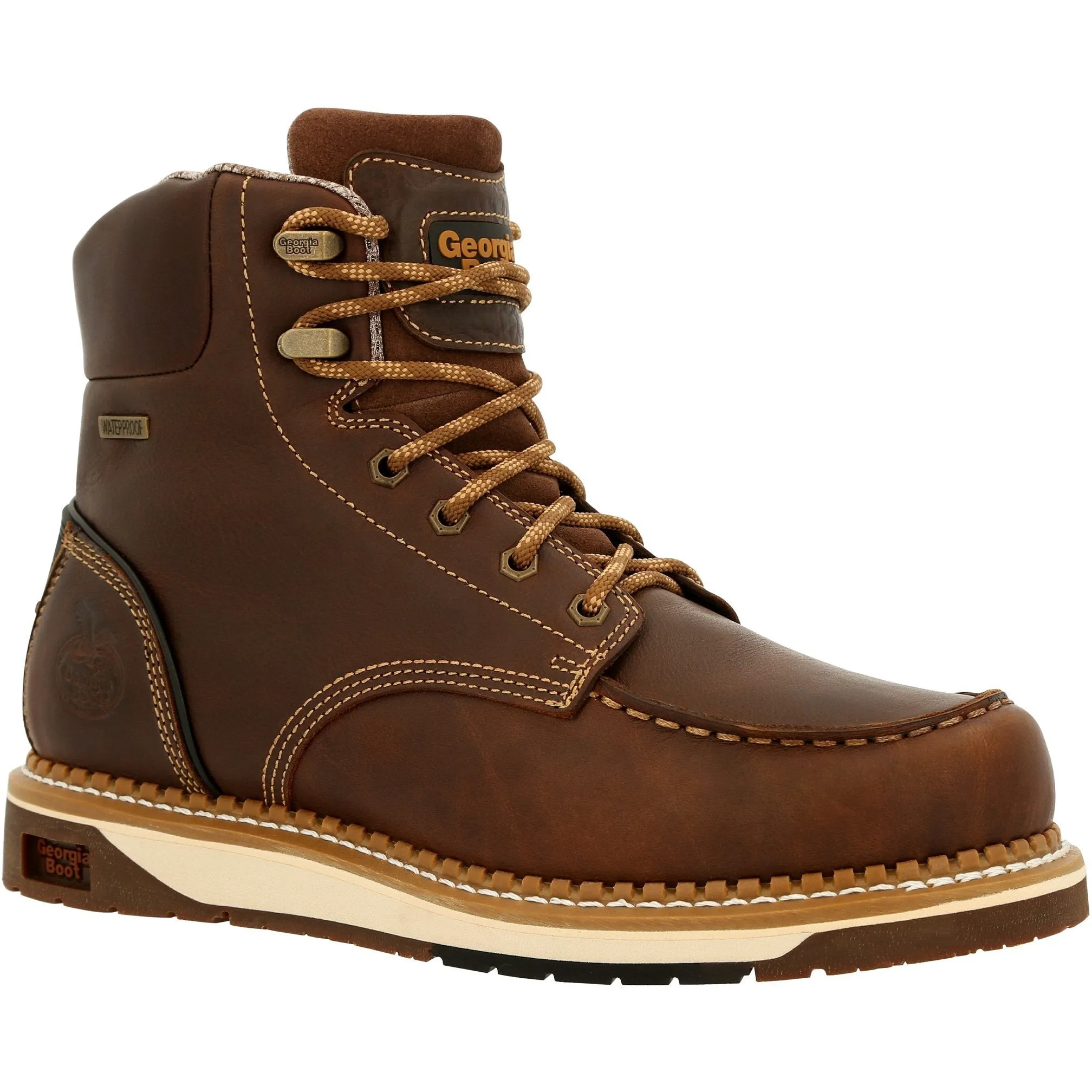 Georgia Men's AMP LT Wedge 6" Soft Toe Waterproof Work Boot - Brown - GB00429
