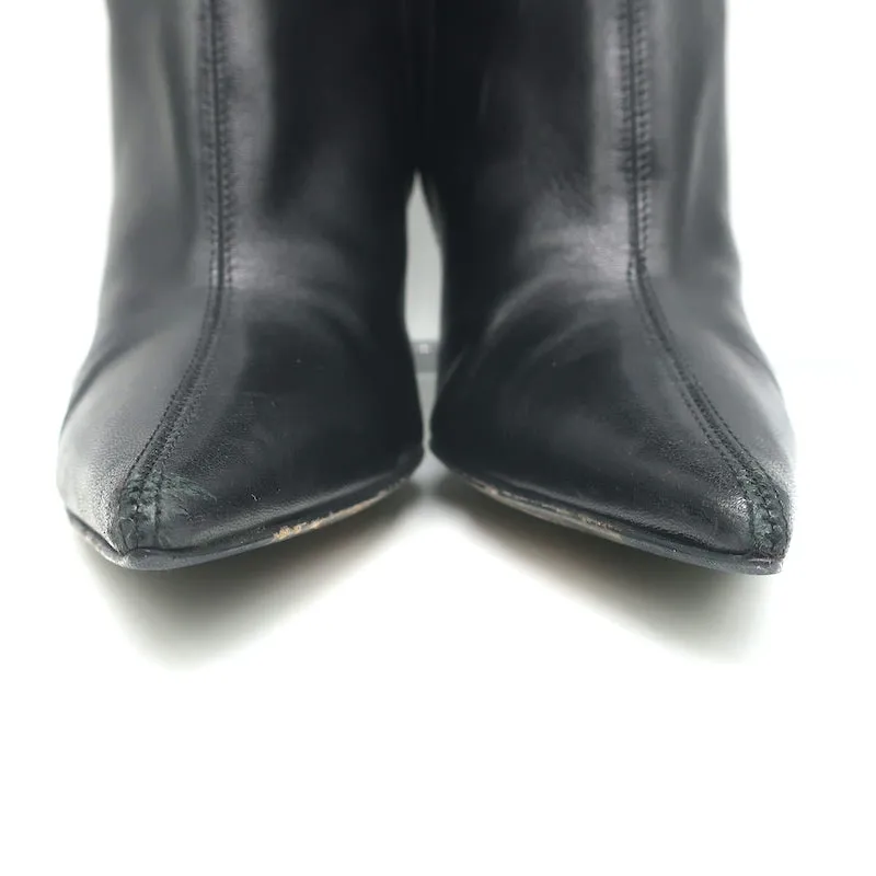 Giuseppe Zanotti Pointed Toe Mid-Calf Boots Black Leather Size 8.5