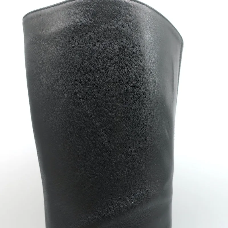 Giuseppe Zanotti Pointed Toe Mid-Calf Boots Black Leather Size 8.5