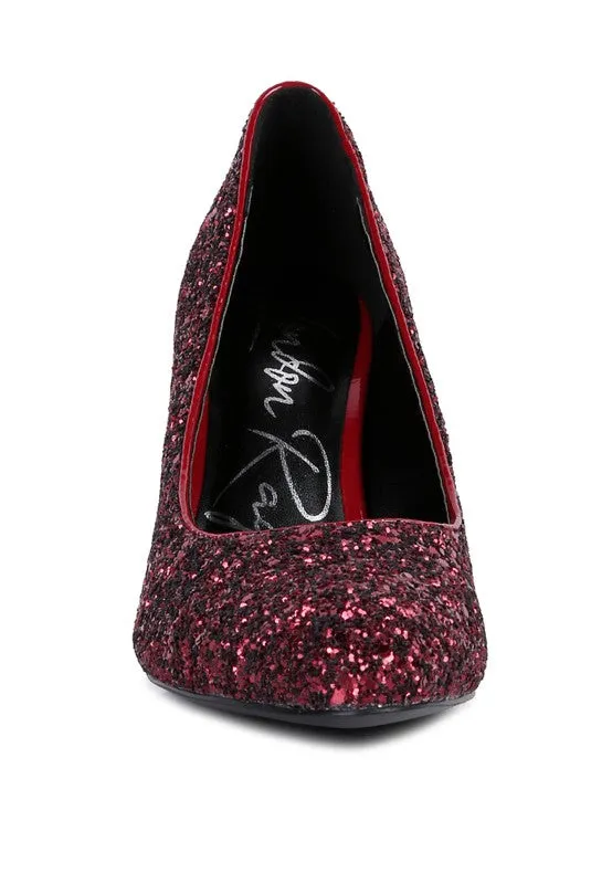 Glitter Mid Heel Pumps