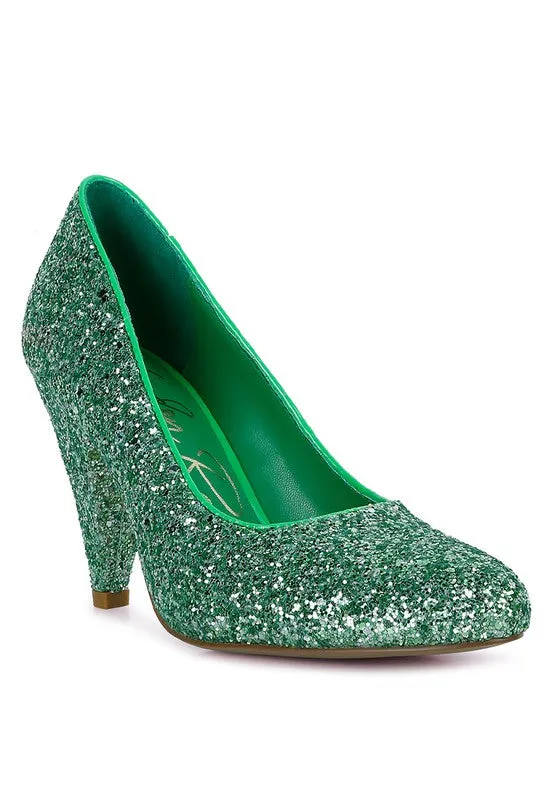 Glitter Mid Heel Pumps