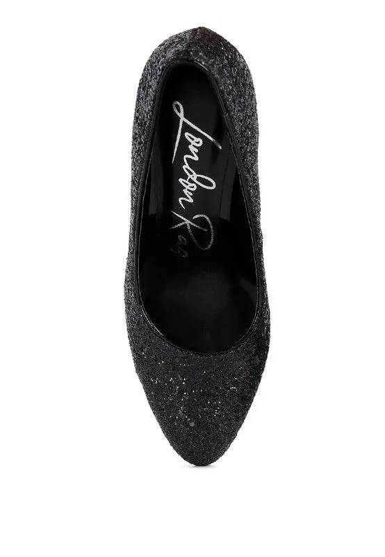 Glitter Mid Heel Pumps