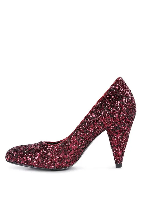 Glitter Mid Heel Pumps