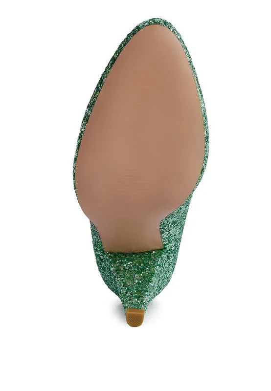 Glitter Mid Heel Pumps