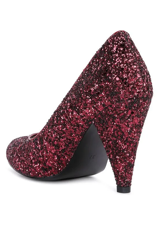 Glitter Mid Heel Pumps