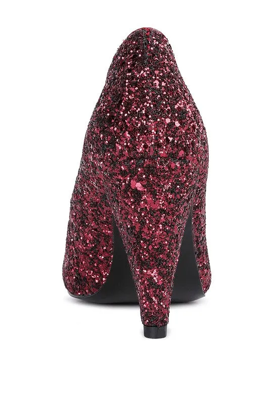 Glitter Mid Heel Pumps