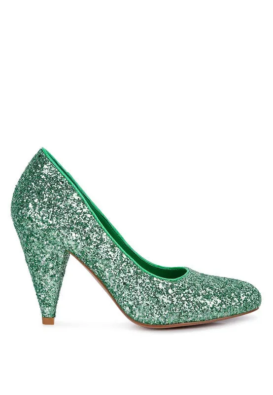Glitter Mid Heel Pumps