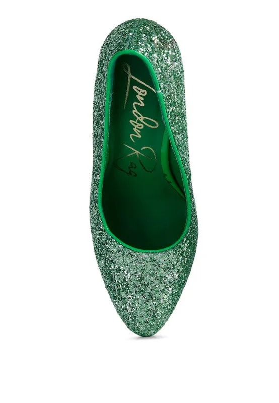 Glitter Mid Heel Pumps