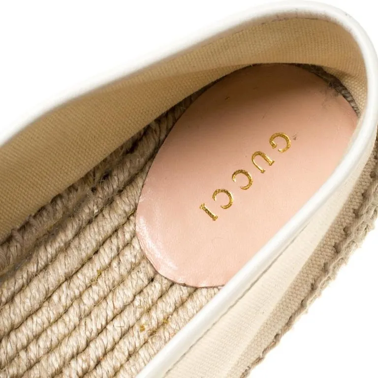 Gucci Printed Canvas Espadrille Flats in White