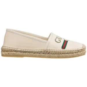 Gucci Printed Canvas Espadrille Flats in White