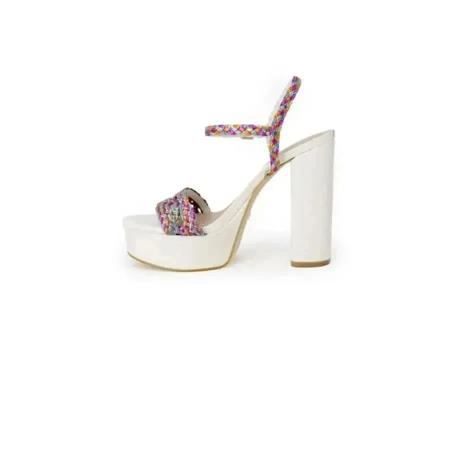 Guess Women Sandals White Block Heel with Bow