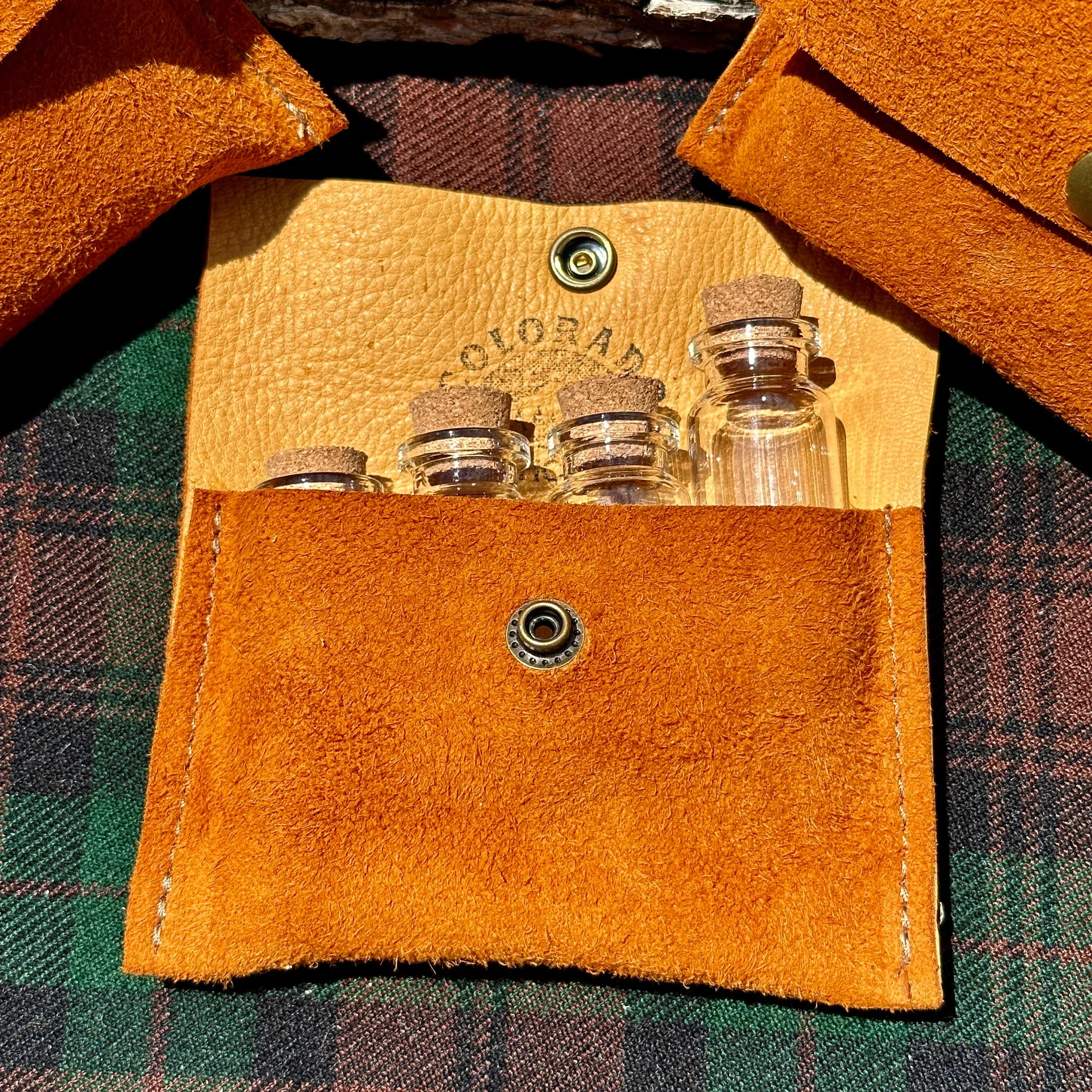 Handmade Deerskin Spice Pouch / Hiking / Bushcraft / Camping / Survival (Includes Bottles)