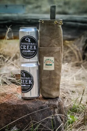 Handmade Waxed Canvas Wool Insulated Beer Crowler / Wine Bottle Carrier Bushcraft Round Bag