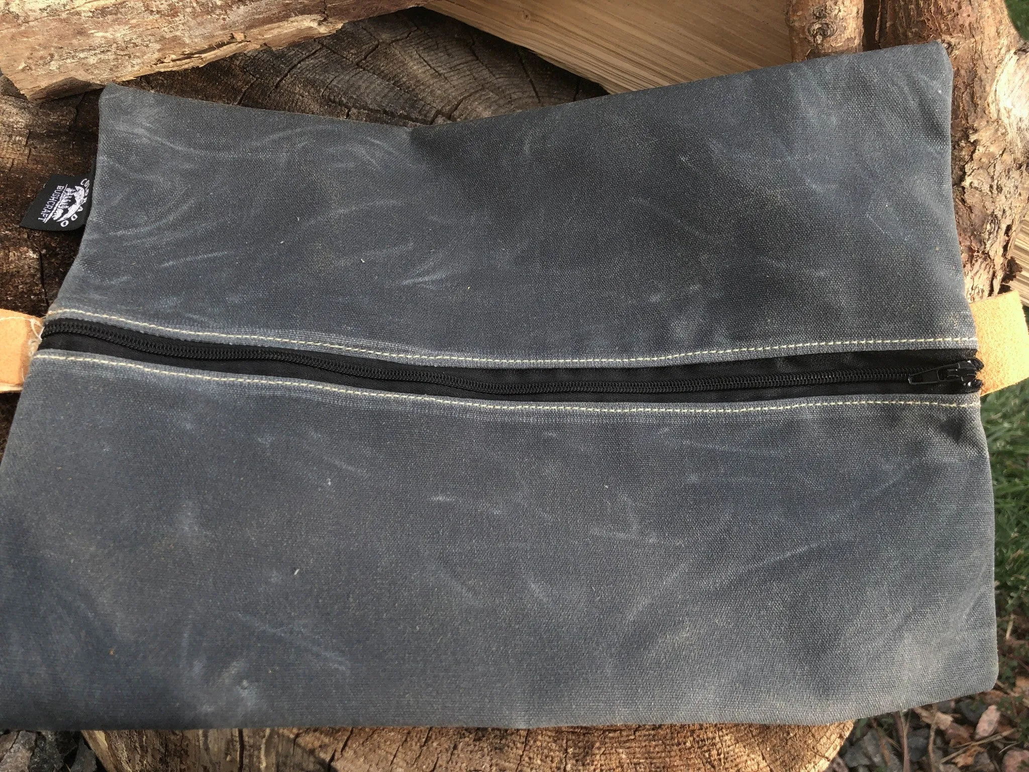 Handmade Waxed Canvas Zippered Flat Pouch Bushcraft Survival Camping Grooming (Various Colors)